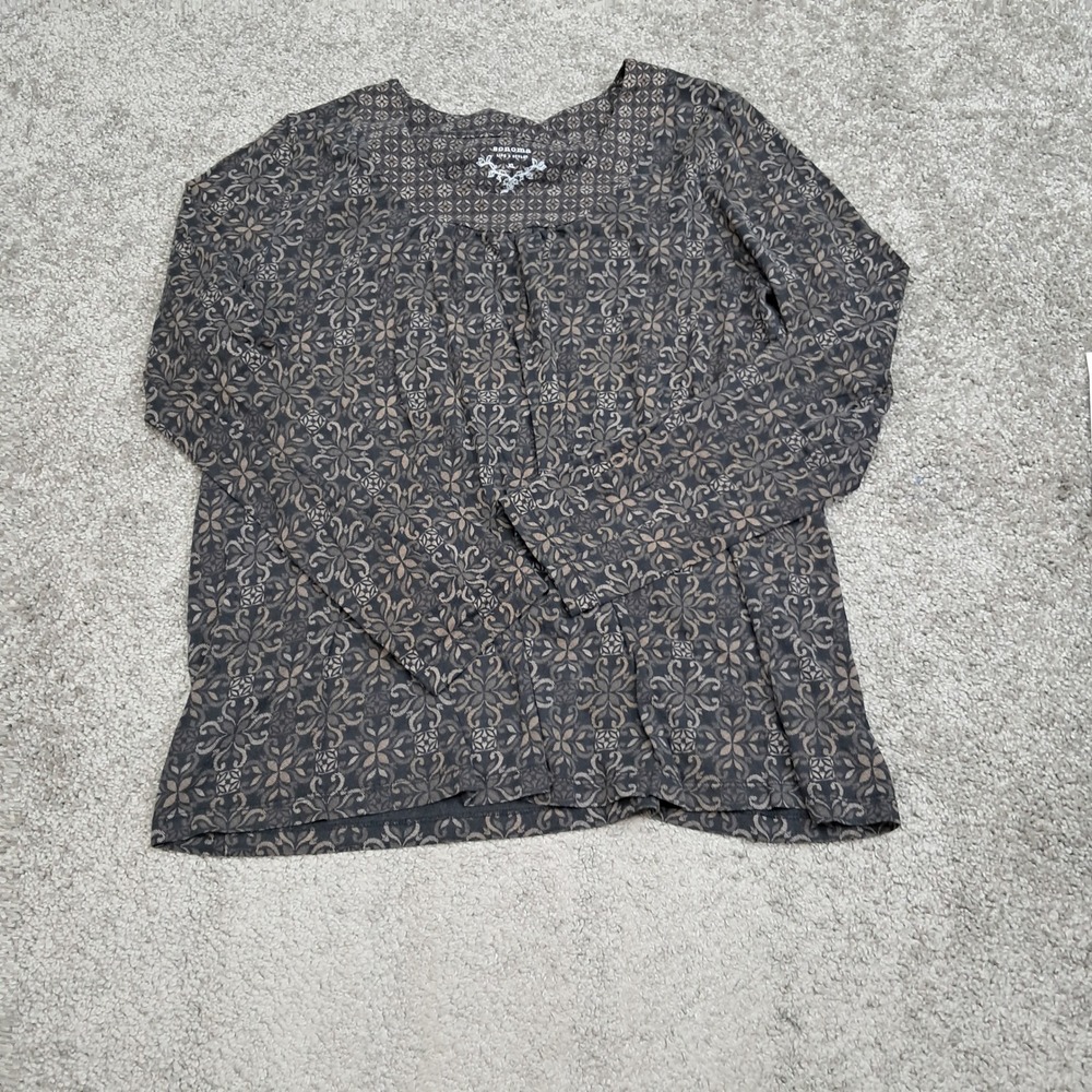 Sonoma Life Style Womens Brown Medallion Long Sleeve Cotton Modal Top Size M